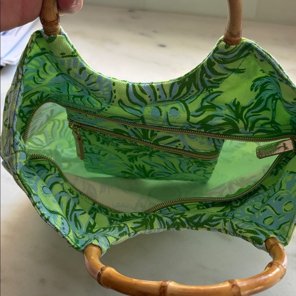 Lilly Pulitzer small bamboo handle purse tote - Picture 4 of 5